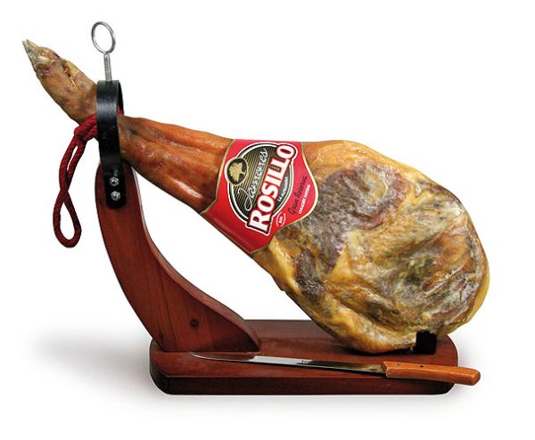 Serrano-ham + houder en mes